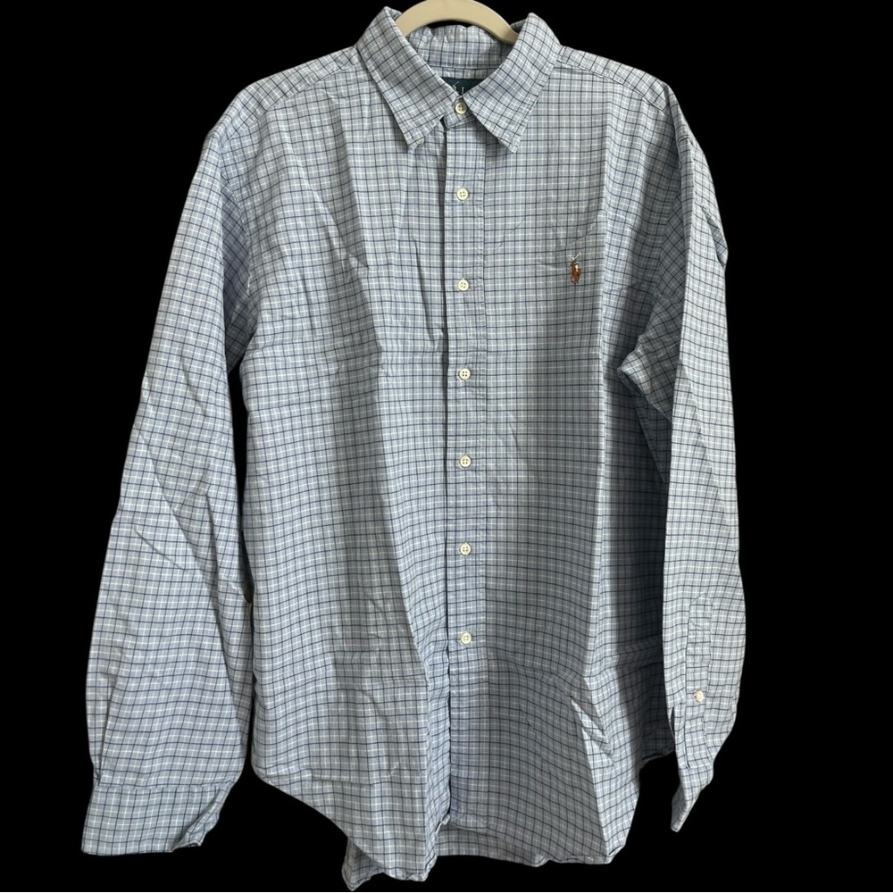Polo Ralph Lauren Classic Fit XL Blue Plaid Check Button Down Shirt LS